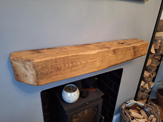Elmhurst Handcrafted Antique Pine Finish Oak Beam Mantlepiece 15 (W) x 15 (D) cm