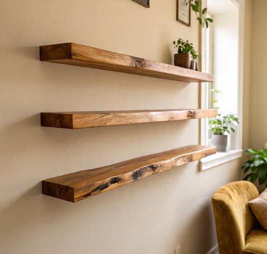 Elmhurst CORE Handcrafted Live Edge Oak Shelf 17 (W) x 4 (D) cm