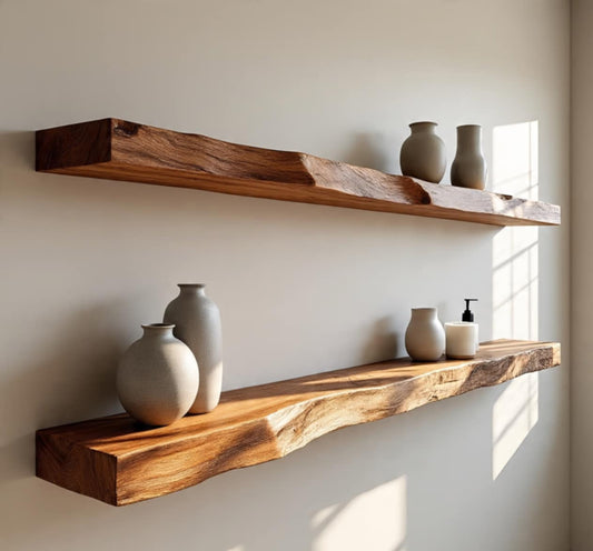 Cameira Floating Live Edge Bathroom Shelf 17 (W) x 4 (D) cm