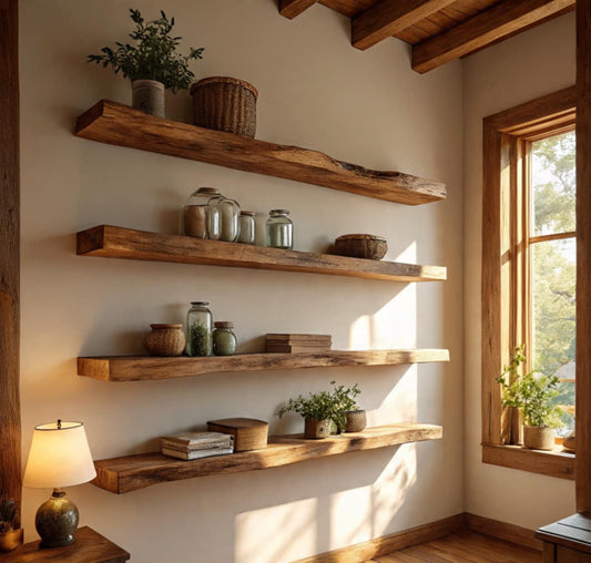 Elmhurst MAX Handcrafted Live Edge Oak Shelf 27 (W) x 4 (D) cm (Brackets Not Included)