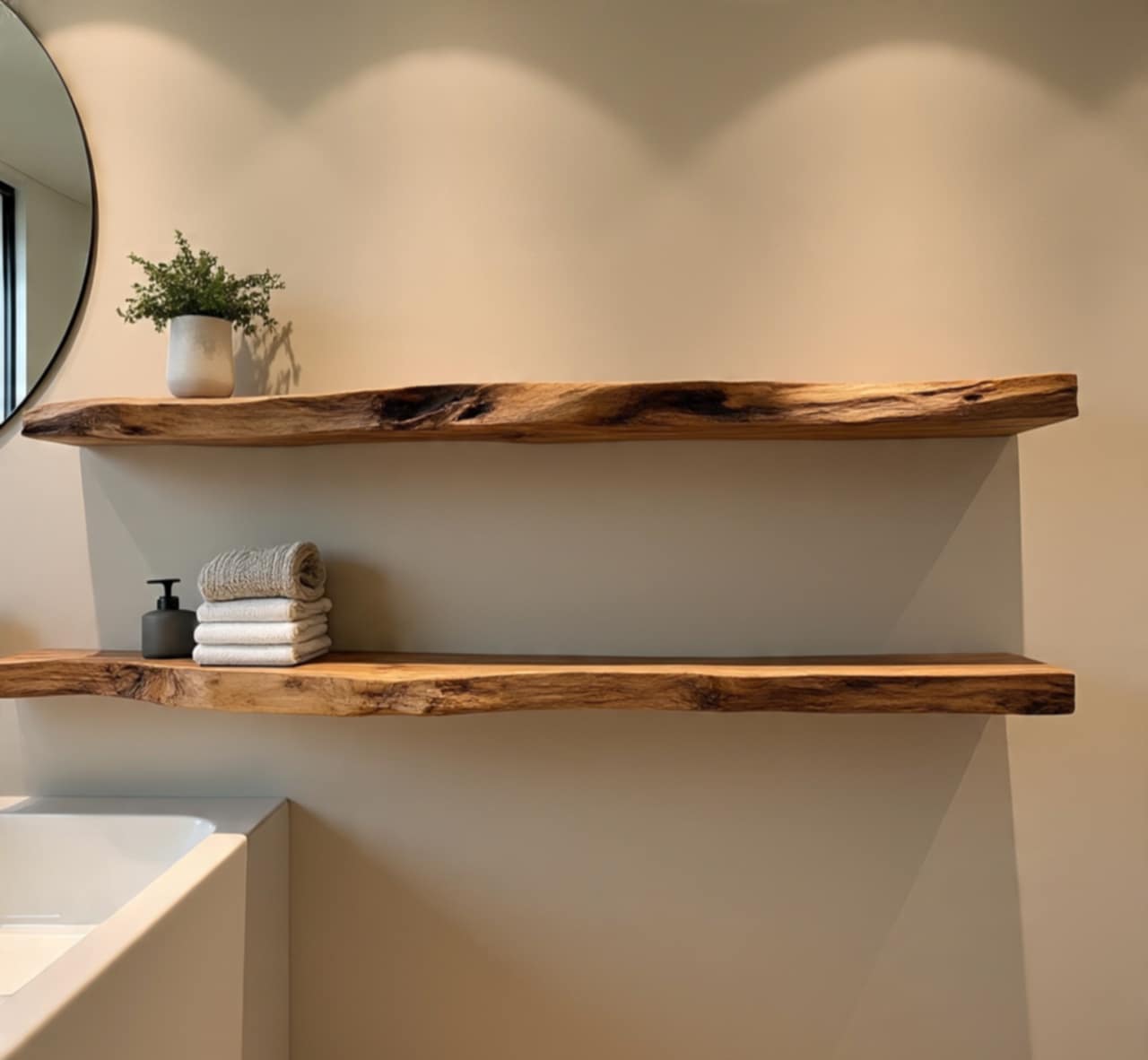 Cameira Floating Live Edge Bathroom Shelf 17 (W) x 4 (D) cm