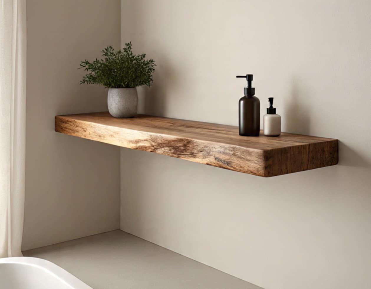 Cameira Floating Live Edge Bathroom Shelf 17 (W) x 4 (D) cm
