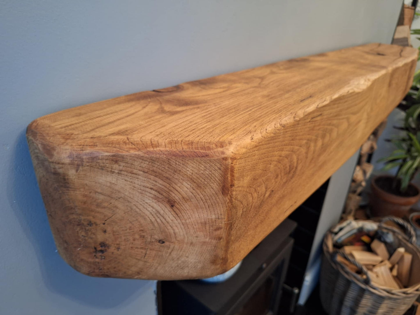 Elmhurst Handcrafted Antique Pine Finish Oak Beam Mantlepiece 15 (W) x 15 (D) cm