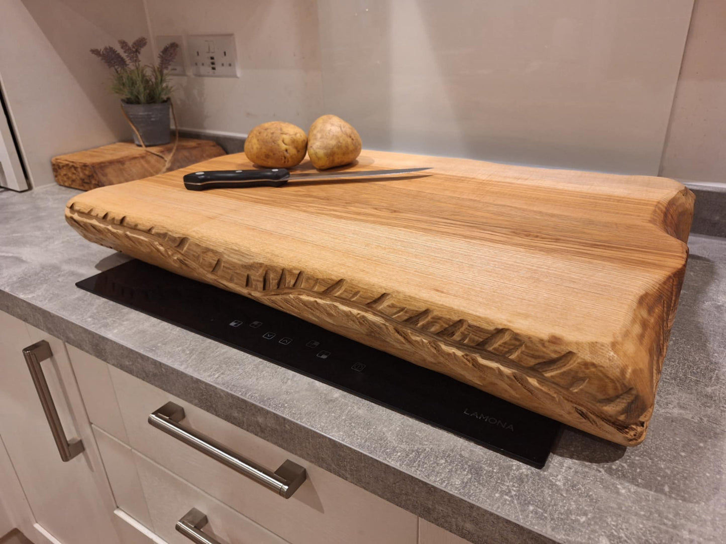 Carvello Carved Edge Ash Butchers Block 35 (W) x 8 (D) x 60 (L) cm