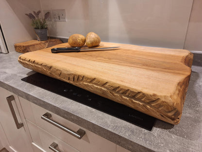 Carvello Carved Edge Ash Butchers Block 35 (W) x 8 (D) x 60 (L) cm