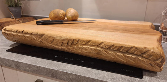 Carvello Carved Edge Ash Butchers Block 35 (W) x 8 (D) x 60 (L) cm