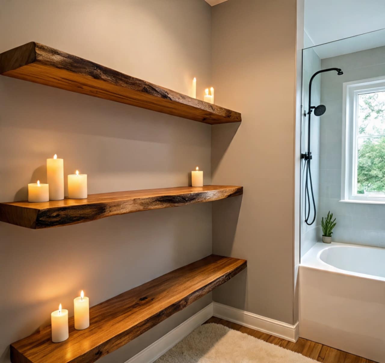 Cameira Floating Live Edge Bathroom Shelf 17 (W) x 4 (D) cm